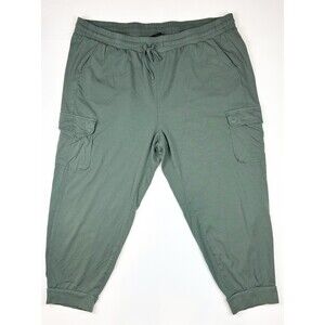 Torrid Olive Green Cargo Cropped Capri Jogger Pants Pull-on Athlesiure, 3X, 3XL